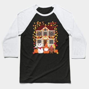 Happy Autumn Thanksgiving British Longhair Cat Gnome Turkey Baseball T-Shirt